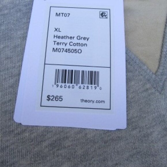 Theory Sweater Cotton Pullover Hoodie in Grey Terry Cotton - Picture 4 of 4